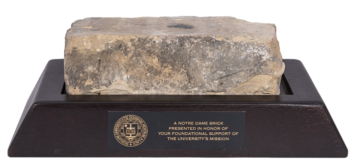 Notre Dame Brick Presented to Lou Holtz (Holtz LOA)